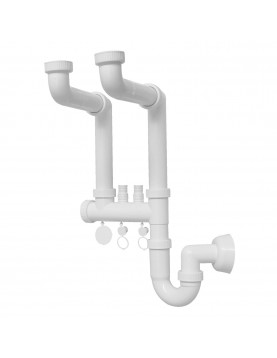 SIFON COMPACT "U" 1"1/2, 2 CĂI, FĂRĂ VENTILE, Ø40