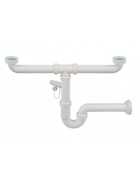 SIFON “U” 1”1/2, 2 CĂI, FĂRĂ VENTILE, RACORD MS, Ø40